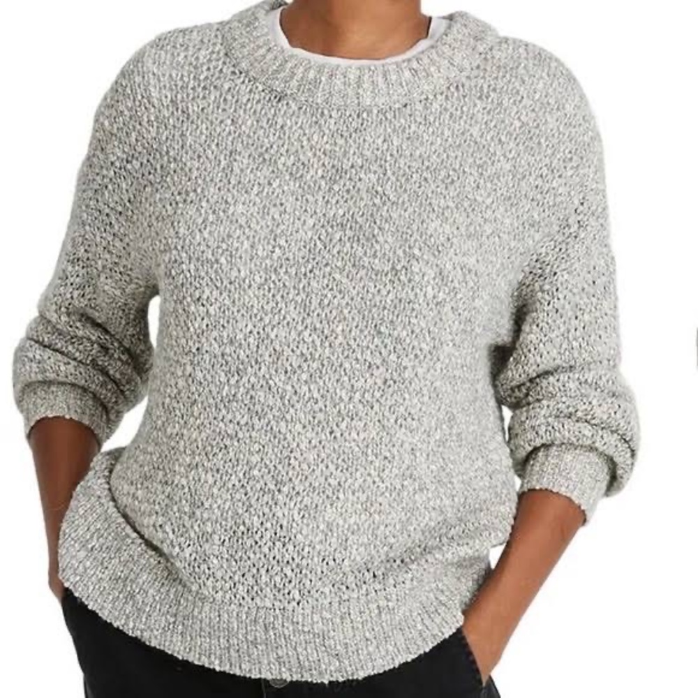 Madewell Marled Light Gray Pullover Sweater